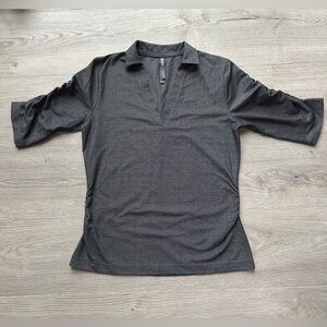 Lija Dark Grey Collared V-Neck Athletic Tee | Size S | Golf Tennis Pickleball